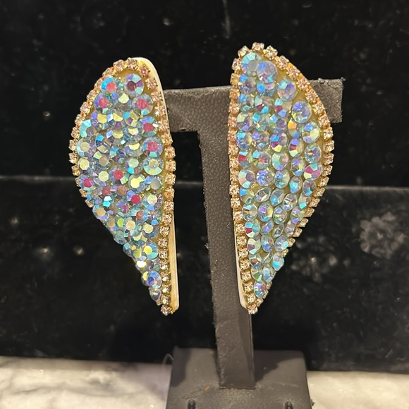 Vintage Light Sapphire Aurora Borealis Statement Earrings-Boutique - Picture 2 of 10